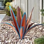 Enlarge thickened Wind Resistant Metal Agave Garden Art Metal Plant Country Garden Sculpture Statue Outdoor decoration Agave Metal Plant Courtyard Garden Lawn Ornament Gift (1, 12 Leaves blue)