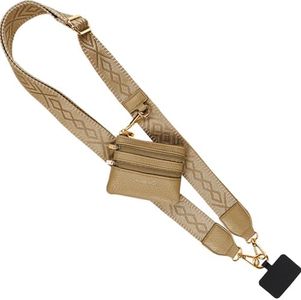 Save the Girls Original Clip and Go Phone Strap Pattern (Classic - Camel) - Crossbody Phone Strap Chain with Zipper Wallet Pouch – Phone Lanyard Zippered