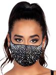 Leg Avenue Women's Rhinestone Fashionable Face Mask, Nova Black, 1 Count (Pack of 1)