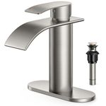 FORIOUS Bathroom Faucet, Single Handle Bathroom Faucet, Bathroom Sink Faucet Stainless Steel Single Hole Lavatory Faucet, Bathroom Vanity Faucet with Pop Up Drain (One or 3 Hole), Brushed Nickel