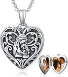 SOULMEET Heart Shaped Mother Family Locket Necklace That Holds 2 Pictures Photos, Sterling Silver Personalized Heart Locket for Mom and Family (Custom photo)