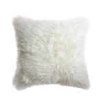 Natural White Australian Sheepskin Fur Pillow Cover 18x18 inch by Snoozy Woolies- Versatile, Decorative Cushion for Car Seat, Wheelchair, Nursery, and Therapy