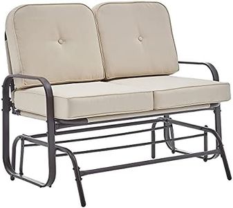 Barton 2-Person Rocking Love Seats Glider Swing Bench/Rocker for Patio, Yard with Soft Cushion, Beige