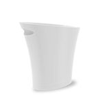 Umbra Skinny Trash Can, Sleek & Stylish Small Garbage Can Waste Basket with 2 Gallon Capacity, Metallic White