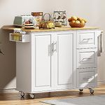 SDHYL Mobile Kitchen Island with Storage, Kitchen Cart with Drop Leaf, Spice Rack, Towel Rack, Rolling Kitchen Storage Cabinet with Drawer for Kitchen, Dining & Living Room, 43.7L x 30.3W x 35.4H in