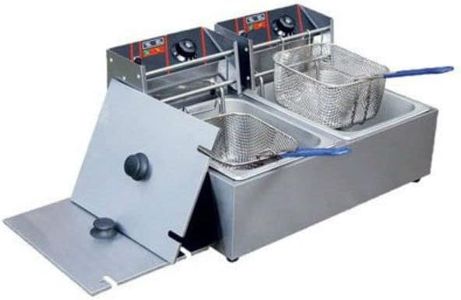 Double Stainless Steel Electric Deep Fryer with Twin 10L Pan 5.5L x2 oil Capacity
