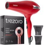 Hair Dryer, Professional Ionic Blow Dryer, Salon 2200 watt Ceramic Tourmaline Quiet Hairdryer with 2 Concentrator Nozzle Attachments - Best Soft Touch Body/Secret red