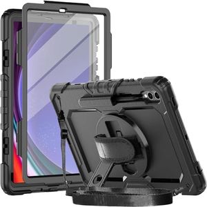 Herize Galaxy Tab S9 Plus Case 12.4 Inch with Screen Protector Pen Holder | Samsung S9+ Case SM-X810/X816B/X818U W/Stand Hand Shoulder Strap | Heavy Duty Shockproof Rugged Protective Cover for Kids