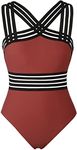 Hilor Bathing Suit for Women Tummy Control Swimwear Sexy Slimming One Piece Swimsuits Cinnabar S/US4-6