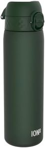 Ion8 500ml Water Bottle, BPA Free, Leakproof, Dishwasher Safe, Easy Open, Secure Lock, Clear Drinks Bottle for Boys & Girls, Small Gym Sports Drinking Water Bottle 500ml, Dark Green