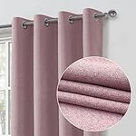 always4u 100% Blackout Curtains for Bedroom 1 Pair Modern Linen Look Window Treatment for Home Decoration 3-layer Fully Lined Thermal Curtain Blush 46x54