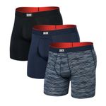 SAXX Underwear Co. Men's Multi-Sport Mesh Boxer Brief Fly 3-Pack, Wavelength/Navy/Black, XX-Large