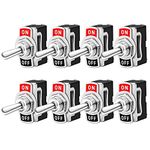 FULARR 8Pcs Professional Car Toggle Switch, ON/OFF 2 Position SPST Metal Auto Rocker Switch, 2 Pin Rocker Toggle Switch, for Car Auto Truck Boat –– 10A 125VAC / 6A 250VAC