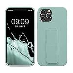 kwmobile Case Compatible with Apple iPhone 12 / iPhone 12 Pro - Case with Hand Strap and Stand Soft TPU Silicone Coating - Mint