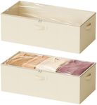 SpaceAid 2 Pack 10" High Under Bed Storage Containers, Large Underbed Storage Organizer Bins with Lids for Bedroom, Dorm, Clothes, Closet Organization, Bed Sheets and Blankets (Beige)