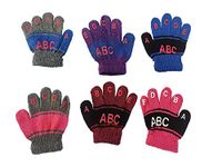 Krystle Kids Toddler ABC Letters full Finger Winter Gloves/Mittens (Multicolor,6-12 Months) - Pack of 6