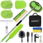 COVVY 14 Pcs Car Cleaning Kit,62 Inch Car Wash Mop Head with Long Handle,Wash Mop Mitt,Window Scraper,Soft Cleaning Cloth,Duster,Storage Bag,Car Wheel Brush,Detailing Brush Set for Cleaning Car,Wheels