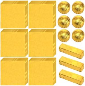 Dicunoy 300 PCS Gold Foil Candy Wrappers, 8x8 inch Large Aluminium Foil Chocolate Wrappers for Caramels, Square DIY Candies Packaging for Tea, Christmas, Easter, Thanksgiving Day, Party