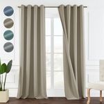 MISSTIAM Triple Layers Linen Look Blackout Curtains for Bedroom and Living Room 84 inches Length, 2 Panels Set Thermal Insulate Curtains, Reversbile Taupe Blackout Curtains and Drapes