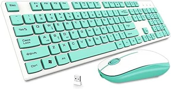 Wireless Keyboard and Mouse, 2.4G Full-Sized Ergonomic Keyboard Mouse Wireless Combo Ultra-Thin Cordless USB Mice Set for Computer Laptop PC Windows Mac - Green