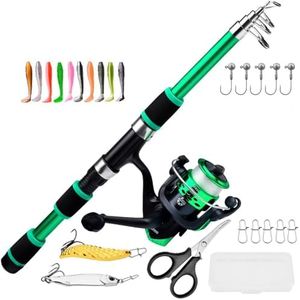Proberos® Fishing Rod Bait Kit for Kids, 1.8M Telescopic Fishing Rod Fish Rod Bait Kit with Reel Combo, Jigs, Lures, Hooks, Storage Box