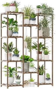 Bamworld Support Plantes Intérieur, Porte Plante Intérieur, Étagère Plante en Bois, Support Plante Extérieur pour Plantes Multiples, Grand Porte Plante pour Salon, Marron