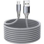 Micro USB Data Cable 16.4 ft, Super Long and Durable Nylon Braided Charging Cable, USB to USB2.0 Compatible with Samsung HTC, Android, PS4, Sony, Sony, Moto, Nokia, Windows, etc. (Gray)