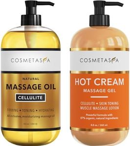 Anti-Cellulite Massage Oil & Hot Cream - 100% Natural Cellulite Treatment with Gel & Oil, Deeply Penetrates Skin to Break Down Fat Tissue - Firm, Tone, Tighten & Moisturize Skin - Muscle Pain Relief