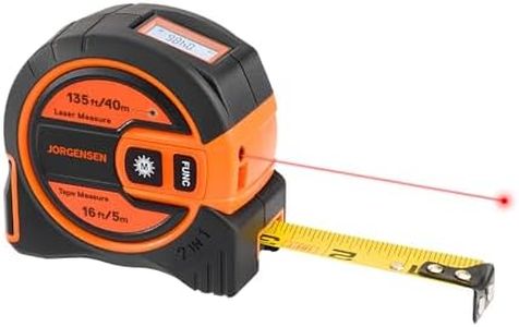 JORGENSEN Laser Tape Measure 2-in-1, 135Ft Laser Measuring Tool & 16Ft Measuring Tape with Movable Magnetic Hook, Laser Measure for Pythagorean, Area, Volume, Unit Ft/Ft+in/in/M NOT Digital