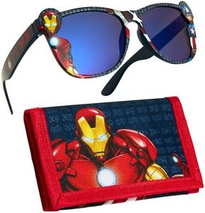 Marvel Ensemble Lunette de Soleil Enfant et Porte Monnaie - Cadeau Enfant (Rouge/Noir Avengers)