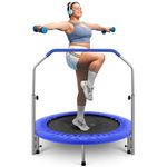 SereneLife Foldable Mini Trampoline with Foam Handle 91/102 cm, Indoor Outdoor Exercise Equipment for Adults Kids, Compact Design Fitness Rebounder, Portable for Home and Garden Use