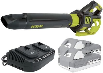 Sun Joe Cordless Brushless Turbine Jet Blower Kit with 2 Batteries and Charger for No-Fade Power and 50 Minutes of Rechargeable Runtime, 24V-X2-JB500