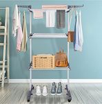 Innotic Clothes Drying Rack 4-Tier Foldable Standing Garment Dryer Collapsible Movable Laundry Airer with 4-Wheels for Home Storage Indoor (Grey)