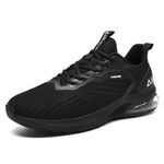 Air Shoes for Men Tennis Sports Athletic Workout Gym Running Sneakers - All Black - Size 9 UK