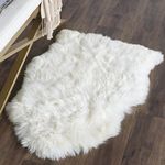White, 2' x 4' : Safavieh Sheepskin Collection SHS211A Genuine Sheepskin Pelt Handmade White Premium Shag Rug (2' x 4')