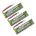 Fytoo 3PCS 1S 3.8V 80C 600mAh Lithium Batterywith JST-PH 2.0 Plug Connector for Cinewhoop Tinyhawk Micro FPV Racing Drone RC Helicopter Battery