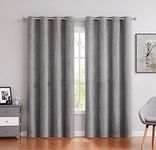 Faux Suede Window Curtain Panels 84 Inches Long with Grommet Top Solid Window Treatment Set Room Darkening Drapes for Bedroom/Living Room (2 Panels, Grey, 55"×84")
