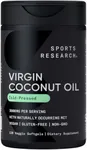 Sports Research® Organic Coconut Oil Capsules 3000MG - Cold Pressed Extra Virgin Coconut Oil with Medium Chain Triglycerides (MCTs) - Vegan Friendly & Non-GMO Verified - 120 Softgels