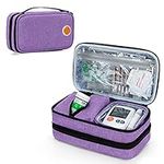 CURMIO Insulated Insulin Cooler Travel Case, Double Layer Diabetic Supplies Storage Bag with Detachable Pouches for Insulin Pens, Diabetic Medication or Ice Packs, Purple