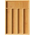 Bamboo Kitchen Drawer Organizer Wooden Silverware Utensil Tray Holder with 5 Small Narrow Compartments for Cutlery Spoons Forks Knives Storage Flatware Organizer by FURNINXS (14x10.5x2 inch）