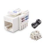 Cable Matters [UL Listed] 50-Pack Cat6 RJ45 Keystone Jack in White and Keystone Punch-Down Stand