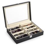 CO-Z Leatherette Sunglasses Storage for Women and Men,8 Slots Sunglasses Organiser Box,Eyeglasses Eyewear Box Glasses Organizer Display Case with Lock