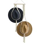 Boho Hat Hangers Wall Mount Can Hat Organizer Holder Cap Display Storage Rack Macrame Hat Hanger Bohemian Women Hat Rack Two Hat Style for Wide Brim Caps Baseball Hat