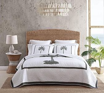 Tommy Bahama | Palm Island Collection | Quilt - 100% Cotton, Reversible, Soft & Breathable , Pre-Washed for Added Softness, King, Grey