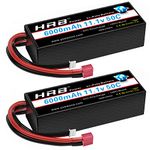HRB 2PCS 3S 6000mAh Lipo Battery T 50C Hardcase 11.1V RC Lipo Battery Compatible with RC Helicopter Airplane Car Boat Truck