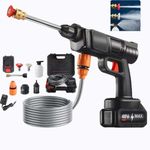 Ebooine Cordless Pressure Washer, 30Bar Pressure Water Spray Gun, 48V Lithium Battery Lasts for 60 Min with Fully Charged, Portable High Pressure Car Washer for Car/Fence/Wall/Deck Cleaning