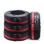 Set of 4 Car Spare Tire Covers, 13-18” Waterproof Dust-proof Auto Wheel Protection Cover Tires Storage Bags with Handle (Diameter 66cm)