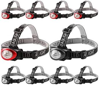 Lichamp Headlamp, 10 Pack 12 LED 3 Mode Portable Head Lamp Flashlight, Outdoor Lightweight Durable Headlight for Running, Camping, Reading, Fishing, Hunting, Walking, Jogging, Black + Red Color