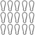 BELLE VOUS Stainless Steel Snap Spring M4 Hook Carabiner Clips (15 Pack) - 4cm/1.6 inches - Multipurpose Durable Outdoor/Indoor Carabiners for Keychains, Camping, Fishing & Hiking Accessories