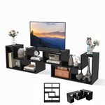 Multigot TV Cabinet for TV up to 65”, 3 PCS Console Television Entertainment Center, Free Combination TV Stand Unit for Living Room Bedroom (Black)